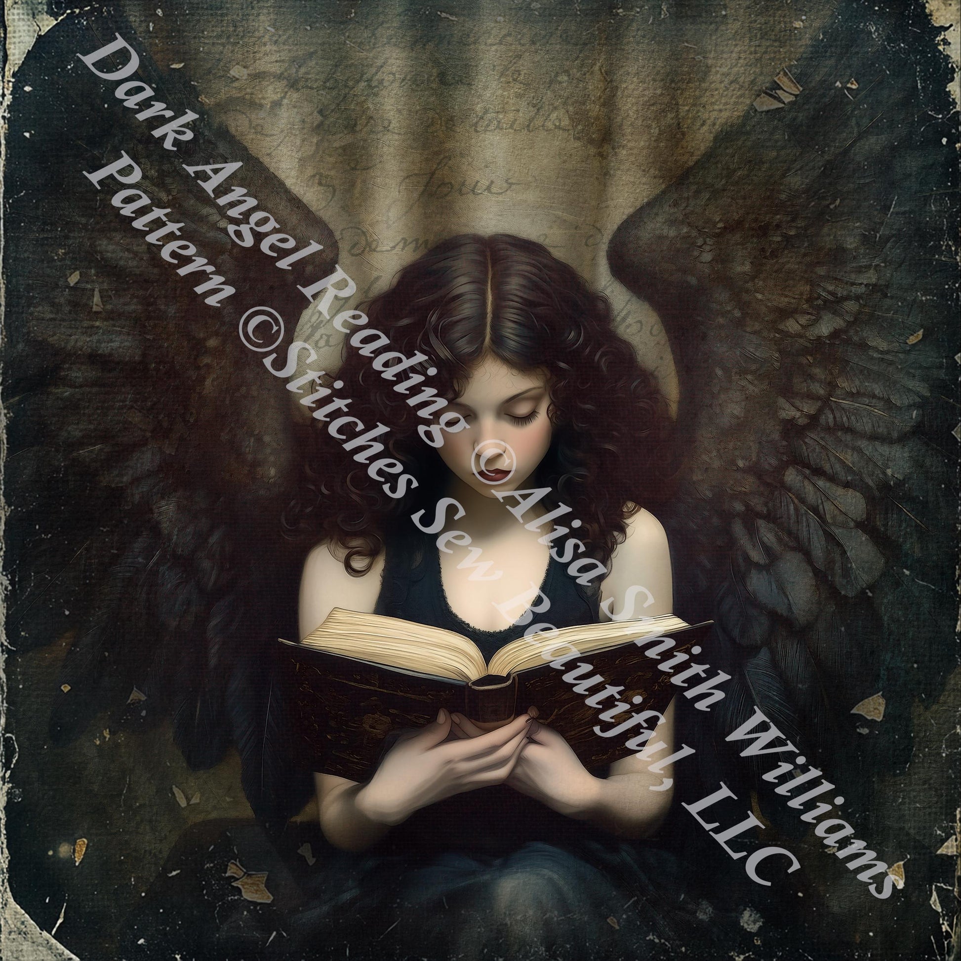 Dark Angel Reading counted cross stitch pattern by Alisa Smith Williams (Digital Format)