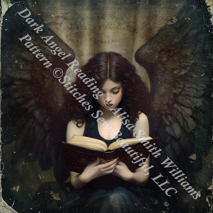 Dark Angel Reading counted cross stitch pattern by Alisa Smith Williams (Digital Format)
