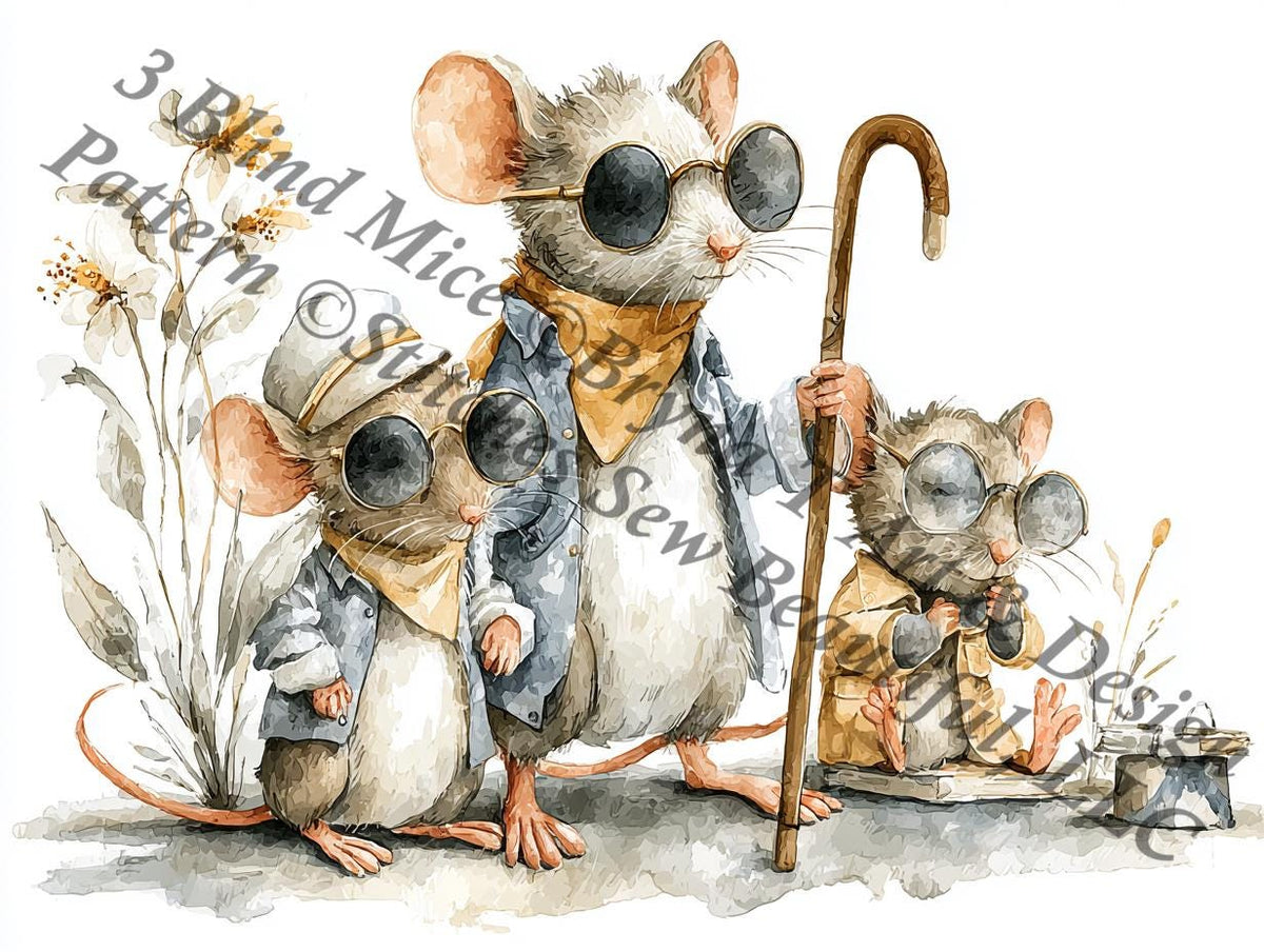 3 Blind Mice counted cross stitch pattern by Bryna T Art & Design (Digital Format)
