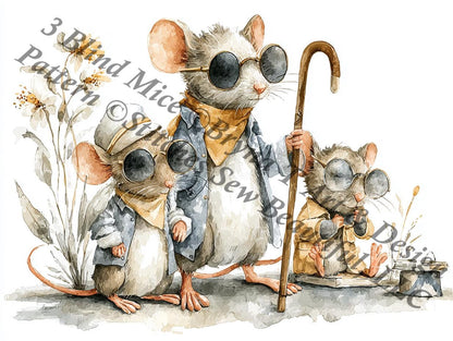 3 Blind Mice counted cross stitch pattern by Bryna T Art & Design (Digital Format)