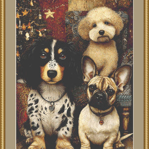 3 Dogs at Christmas counted cross stitch pattern by Bryna T Art & Design