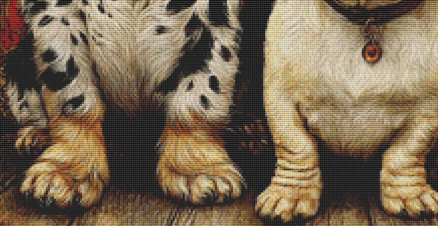 3 Dogs at Christmas counted cross stitch pattern by Bryna T Art & Design (Digital Format)