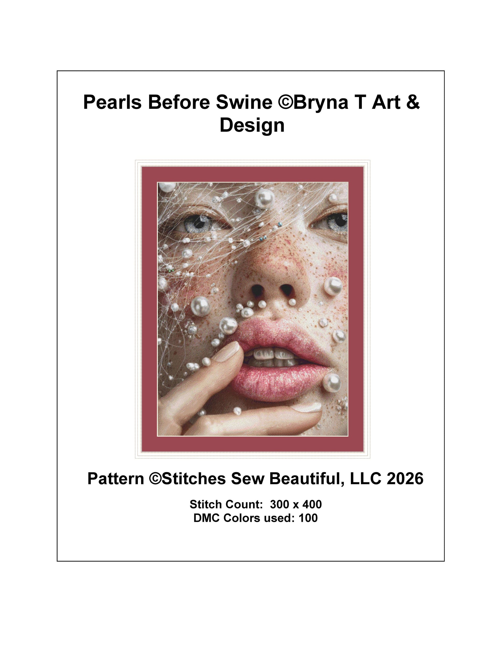 Pearls Before Swine counted cross stitch pattern by Bryna T Art & Design (Digital Format)