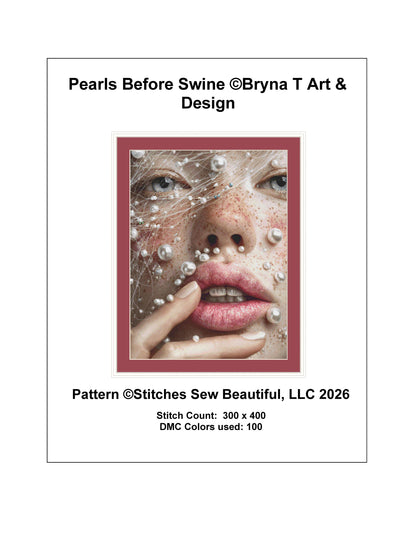 Pearls Before Swine counted cross stitch pattern by Bryna T Art & Design (Digital Format)