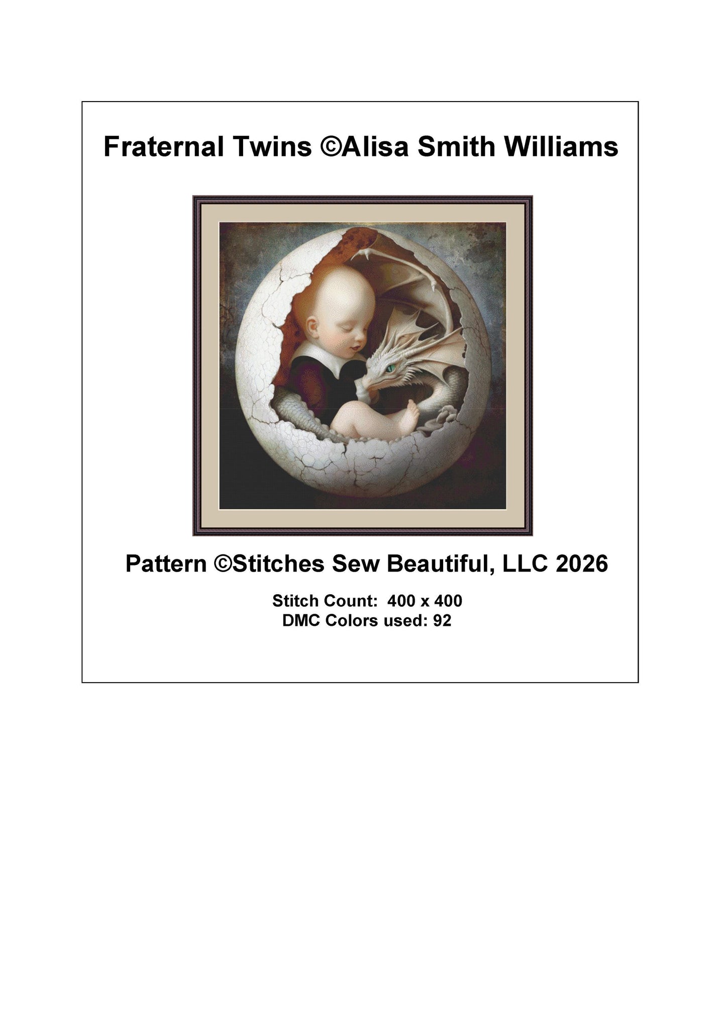 Fraternal Twins counted cross stitch pattern by Alisa Smith Williams (Digital Format)