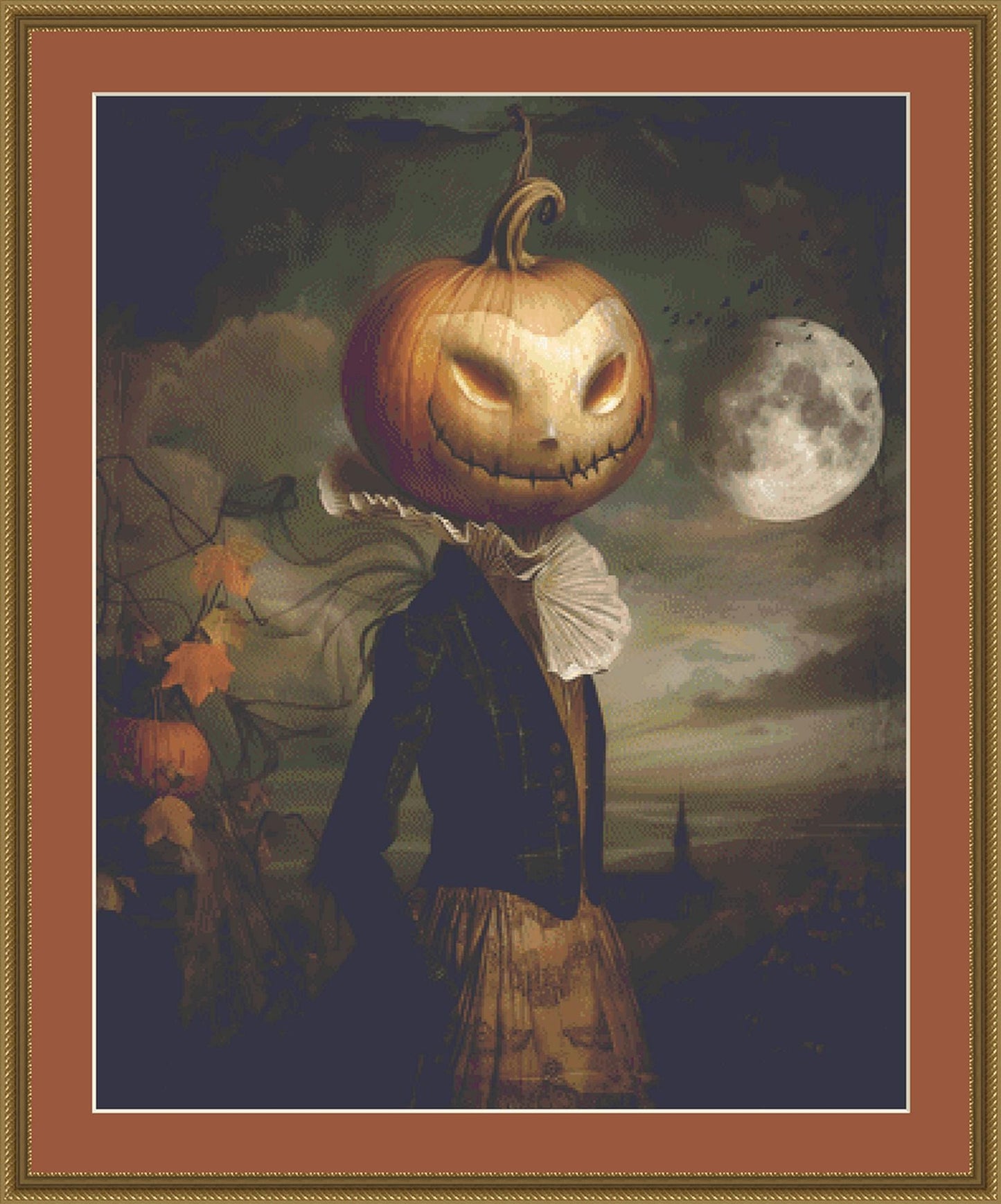 Gentleman Jack-O-Lantern counted cross stitch pattern by Alisa Smith Williams (Digital Format)