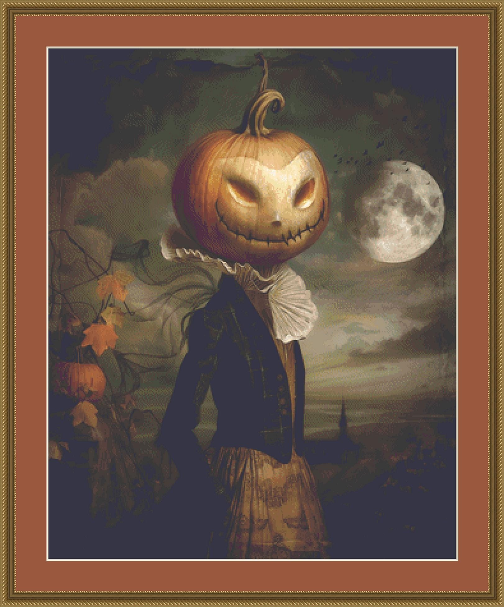 Gentleman Jack-O-Lantern counted cross stitch pattern by Alisa Smith Williams (Digital Format)