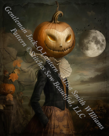 Gentleman Jack-O-Lantern counted cross stitch pattern by Alisa Smith Williams (Digital Format)