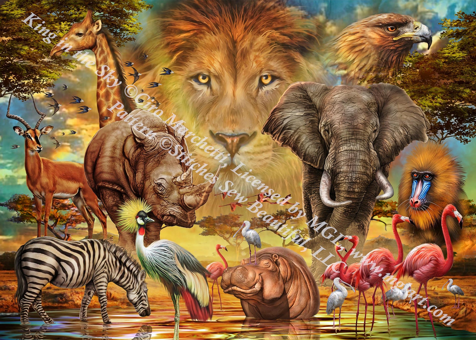 King in The Sky counted cross stitch pattern by Ciro Marchetti, Licensed by MGL, www.mglart.com (Digital Format)