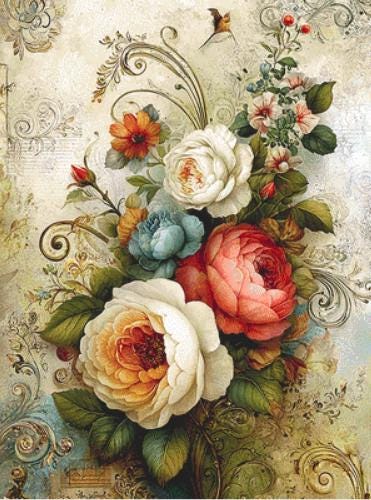 Chintz Floral counted cross stitch pattern by Bryna T Art & Design (Digital Format)