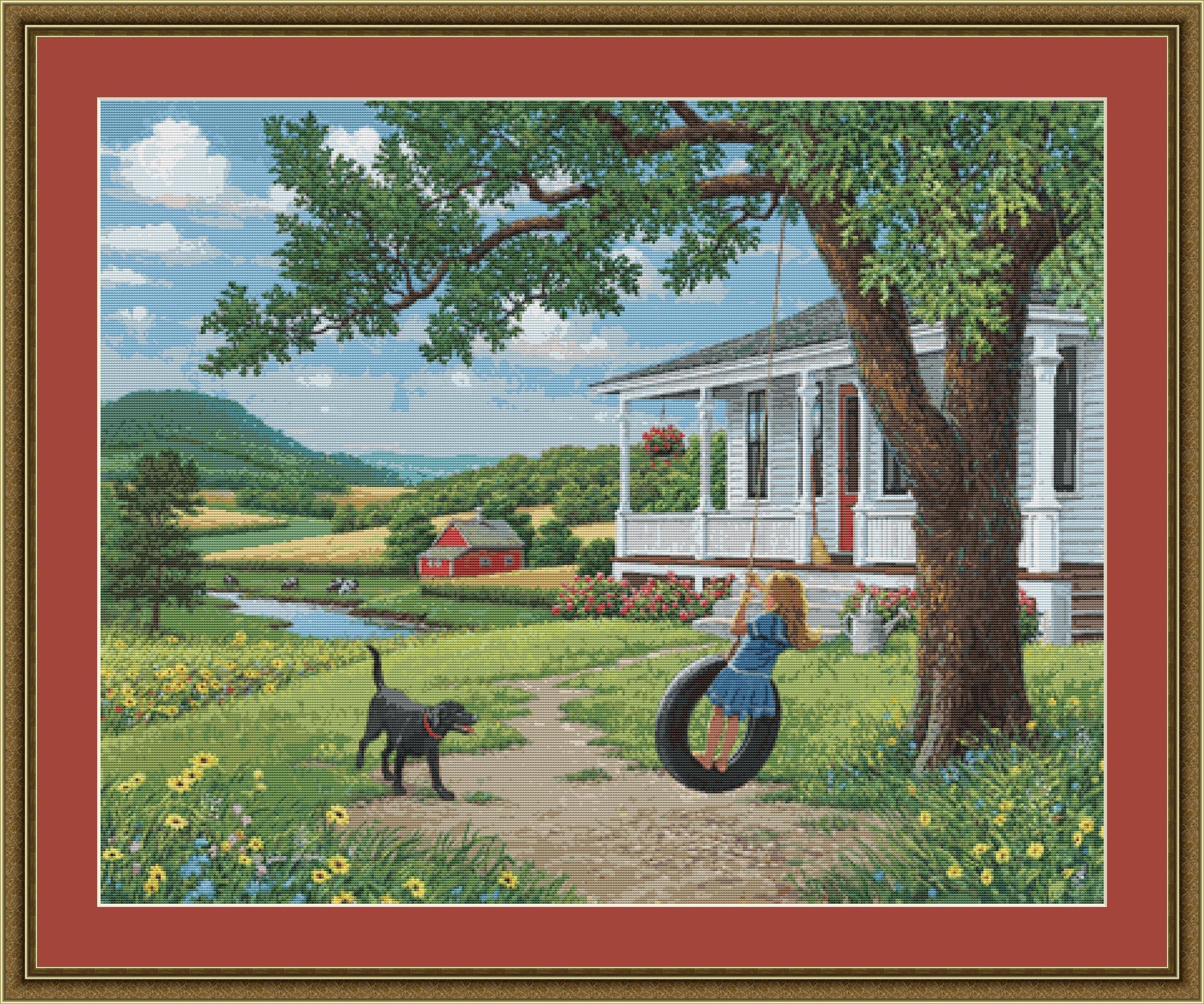 After Chores full coverage counted cross stitch pattern by John Sloane (Digital Format)