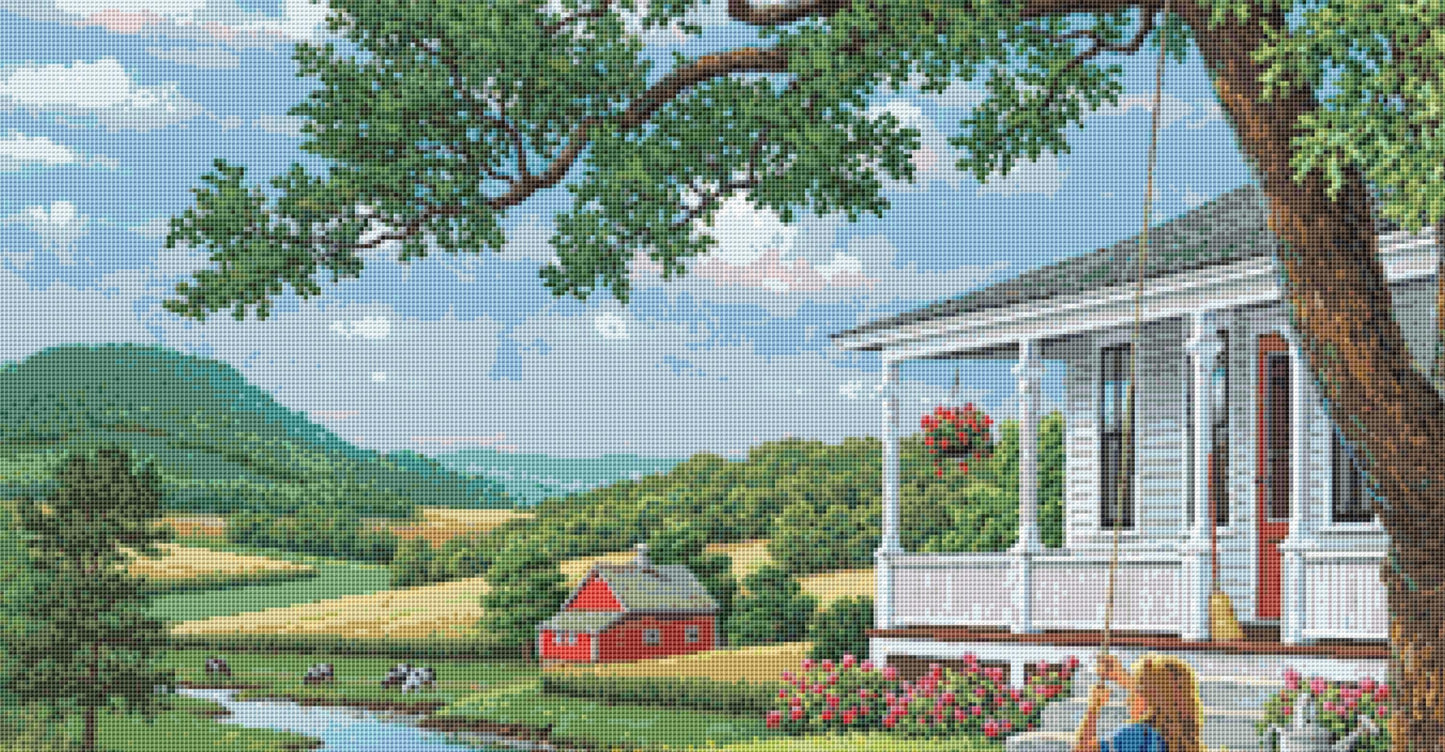 After Chores full coverage counted cross stitch pattern by John Sloane (Digital Format)