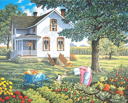 Farmer's Daughter full coverage counted cross stitch pattern by John Sloane (Digital Format)