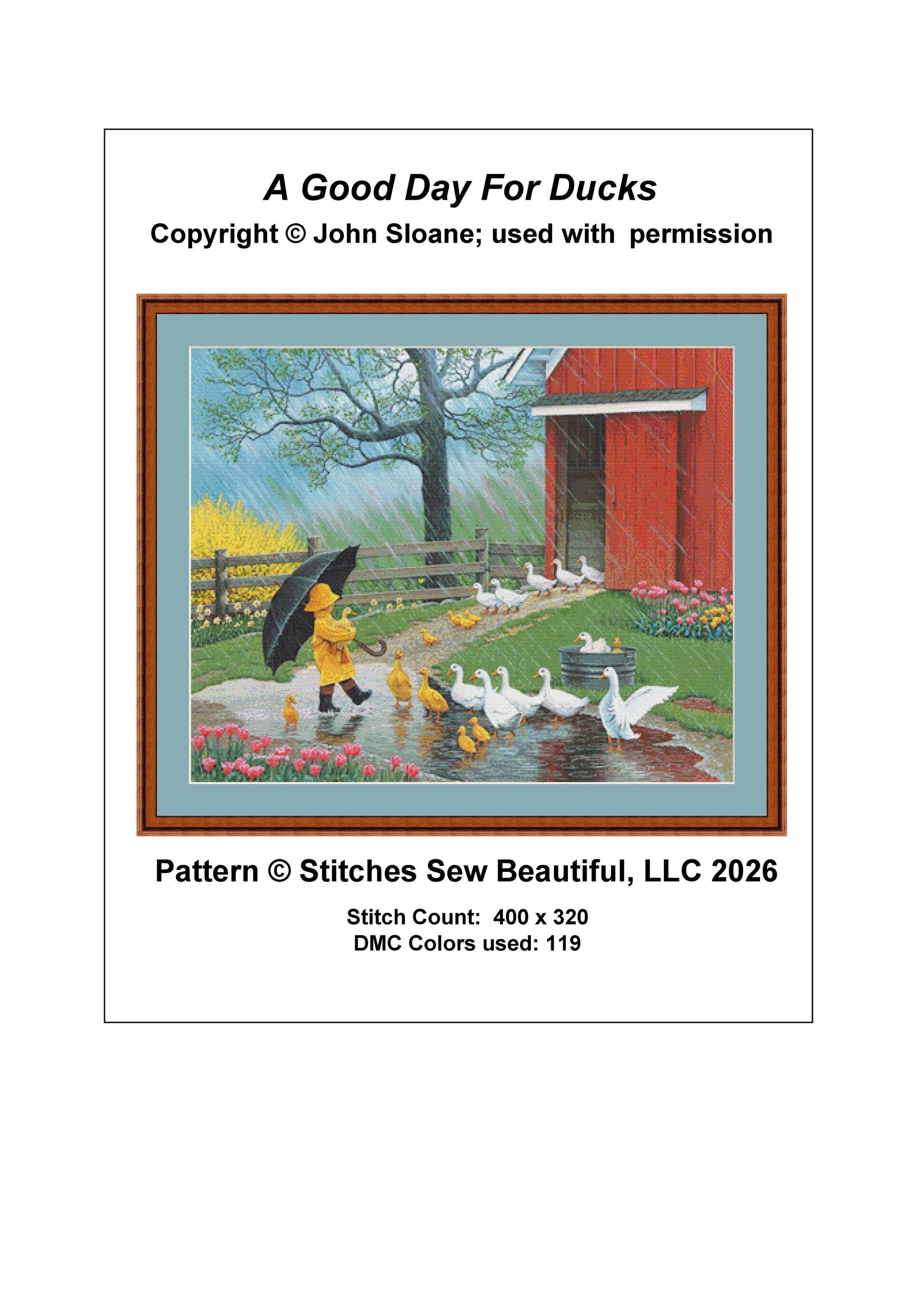 A Good Day For Ducks full coverage counted cross stitch pattern by John Sloane (Digital Format)