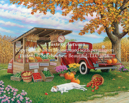 A Taste of Autumn full coverage counted cross stitch pattern by John Sloane (Digital Format)