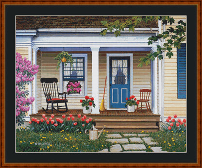 Cozy Corner full coverage counted cross stitch pattern by John Sloane (Digital Format)