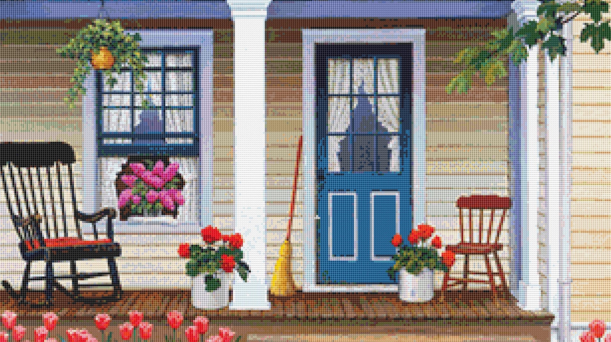 Cozy Corner full coverage counted cross stitch pattern by John Sloane (Digital Format)