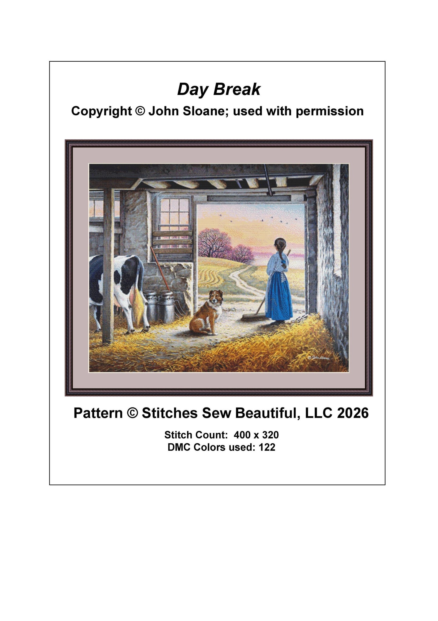 Day Break full coverage counted cross stitch pattern by John Sloane (Digital Format)