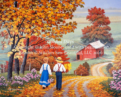 Golden Days full coverage counted cross stitch pattern by John Sloane (Digital Format)