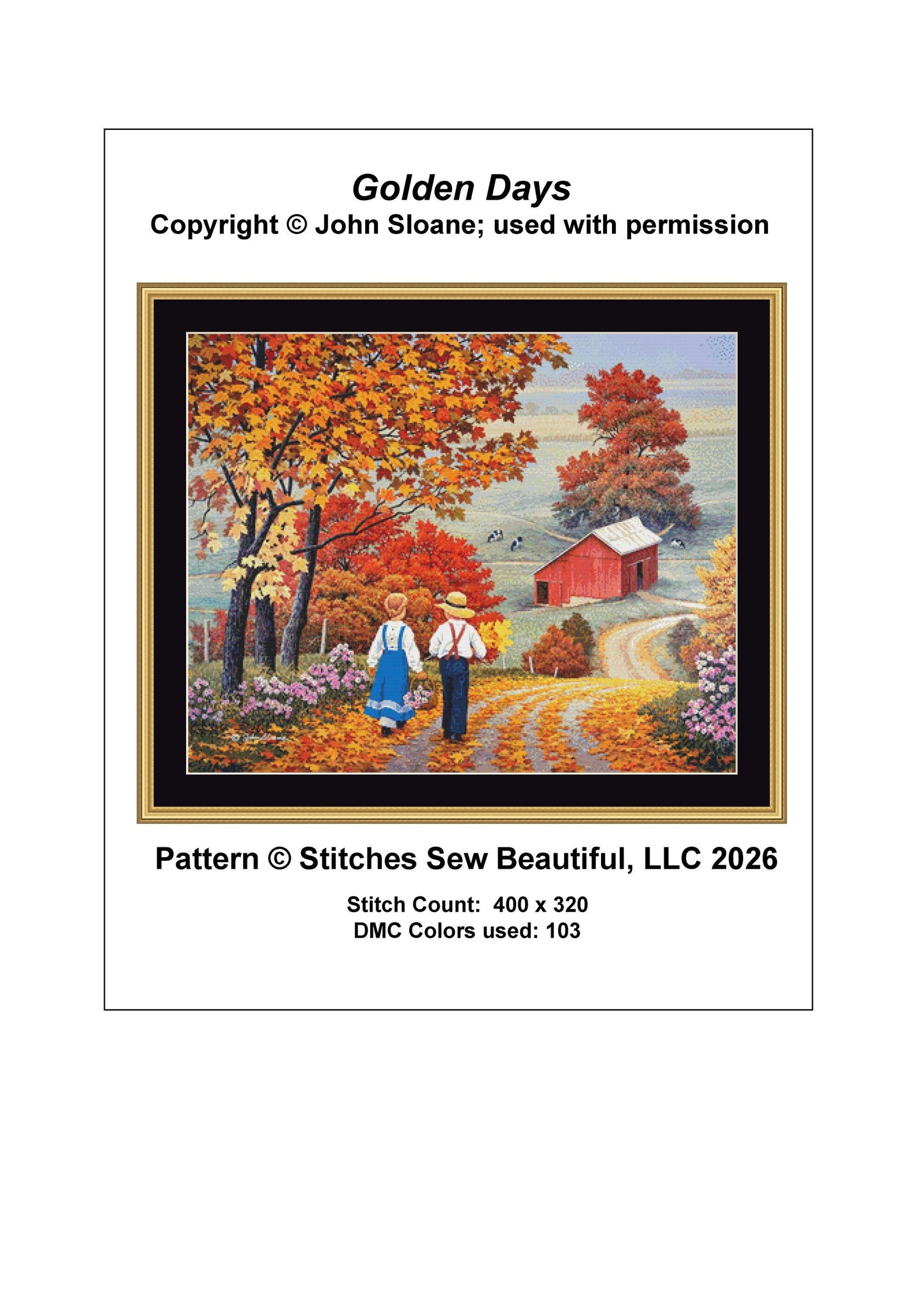 Golden Days full coverage counted cross stitch pattern by John Sloane (Digital Format)