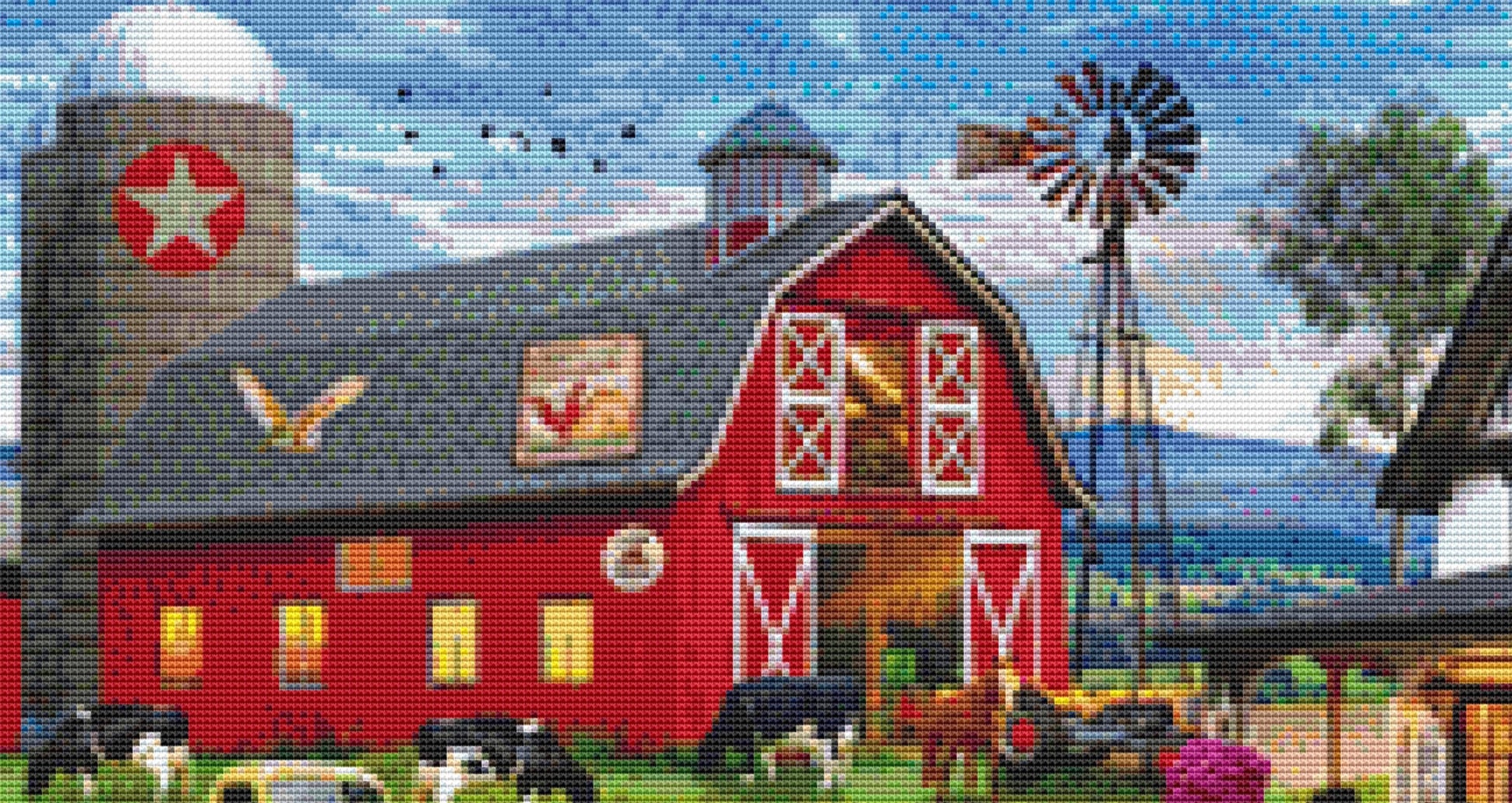 Grandpa's Farm counted cross stitch pattern by David Maclean, Licensed by MGL, www.mglart.com (Digital Format)