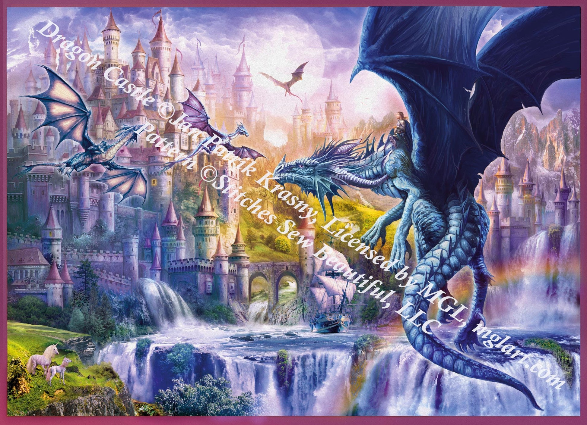 Dragon Castle counted cross stitch pattern by Jan Patrik Krasny, Licensed by MGL, www.mglart.com (Digital Format)