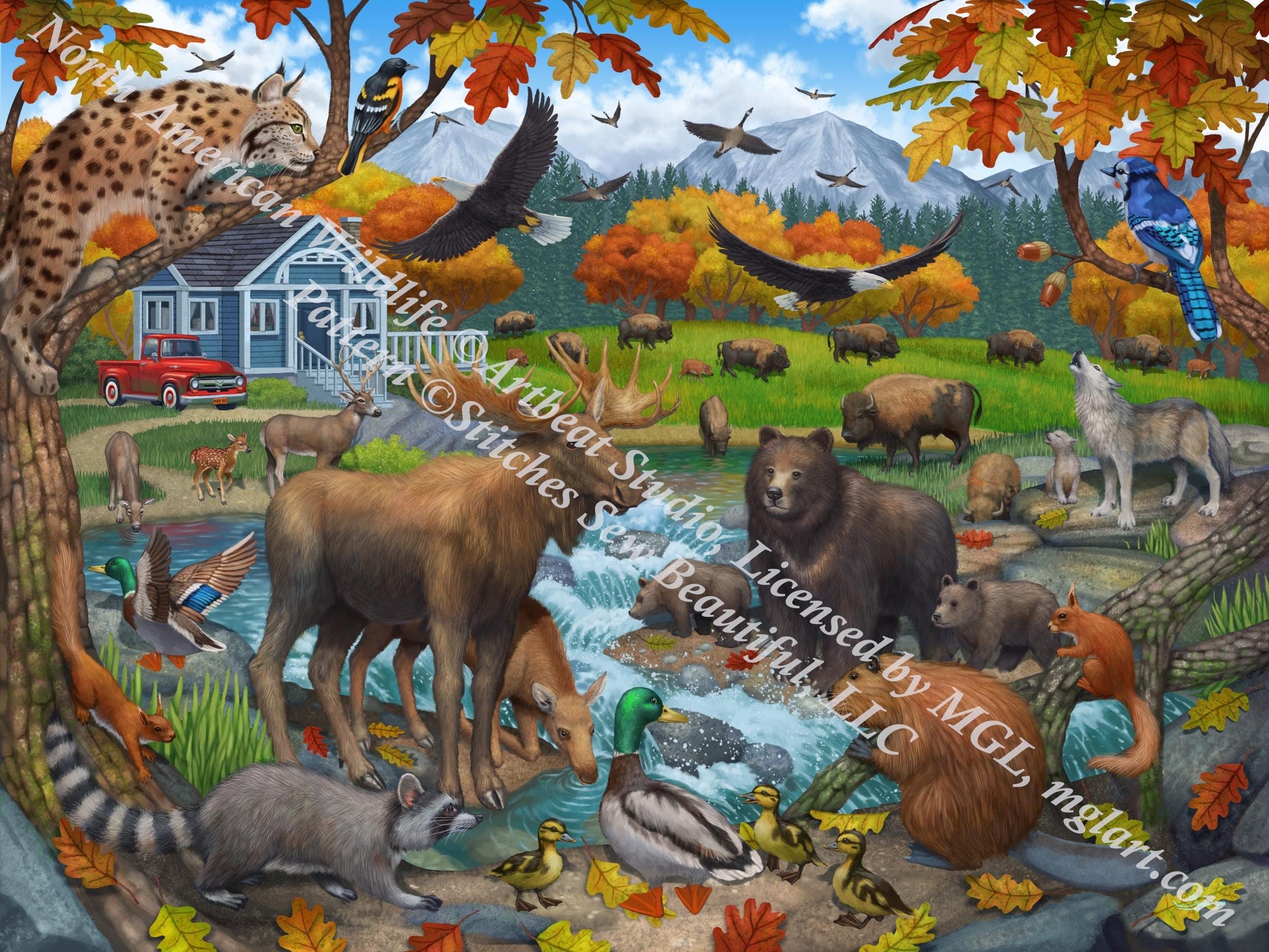 North American Wildlife counted cross stitch pattern by Artbeat Studio, Licensed by MGL, www.mglart.com (Digital Format)