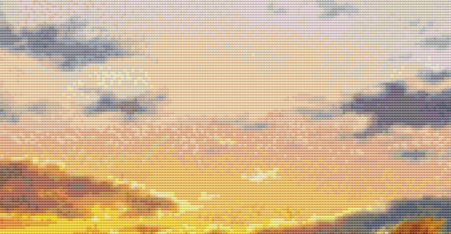 Sunset Lion & Cub counted cross stitch pattern by Chris Hiett, Licensed by MGL, www.mglart.com (Digital Format)