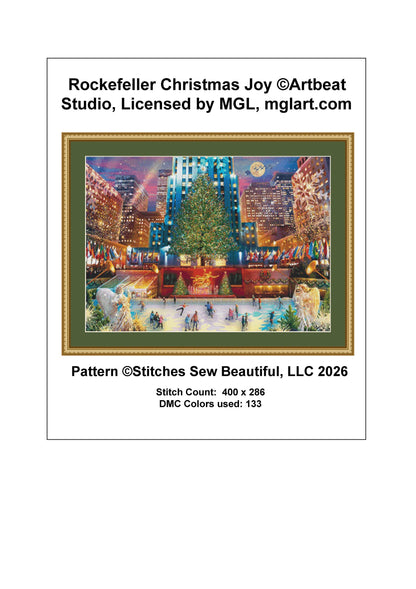 Rockefeller Christmas Joy counted cross stitch pattern by Artbeat Studio, Licensed by MGL, www.mglart.com (Digital Format)