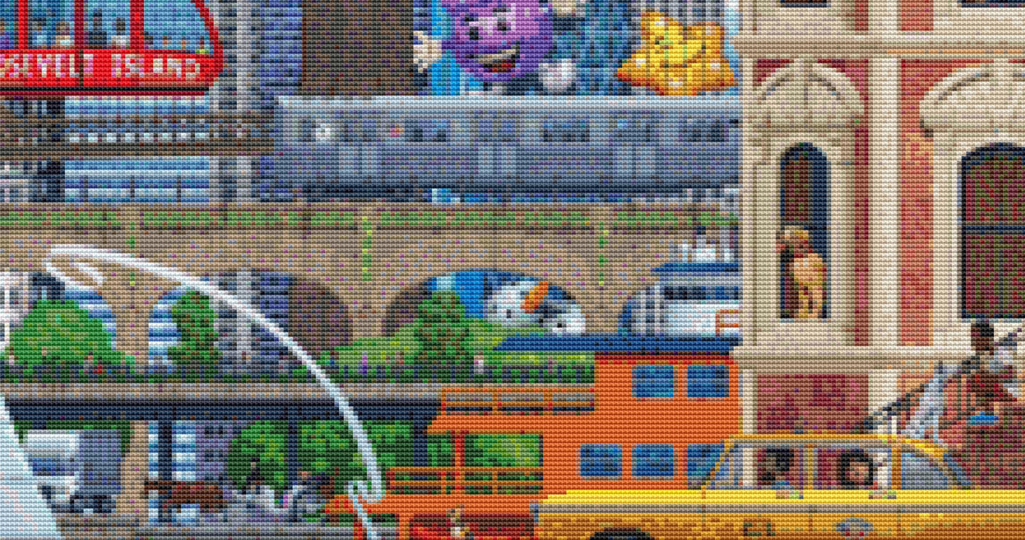 New York Attractions counted cross stitch pattern by Artbeat Studio, Licensed by MGL, www.mglart.com (Digital Format)