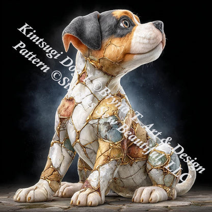 Kintsugi Dog 1 counted cross stitch pattern by Bryna T. Art & Design (Digital Format)