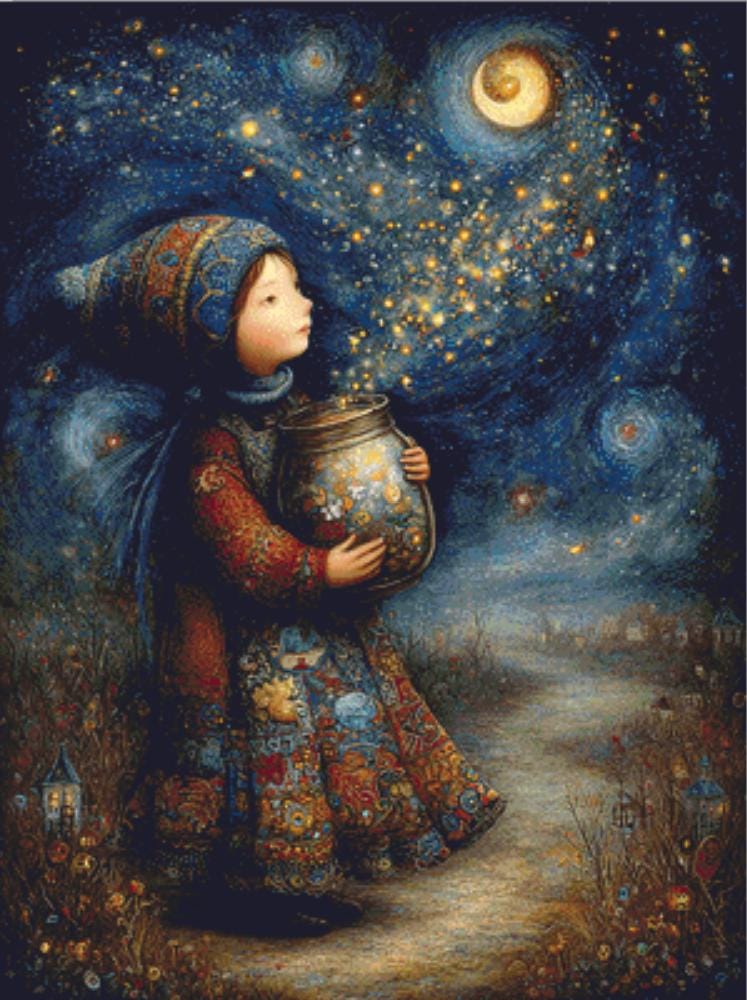 Jar of Stars counted cross stitch pattern by Bryna T. Art & Design (Digital Format)