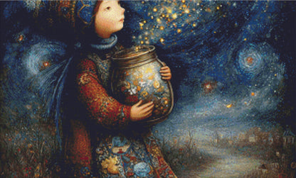 Jar of Stars counted cross stitch pattern by Bryna T. Art & Design (Digital Format)