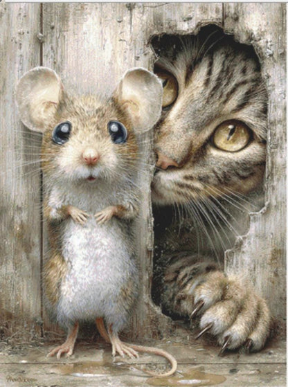Cat and Mouse counted cross stitch pattern by Bryna T. Art & Design (Digital Format)