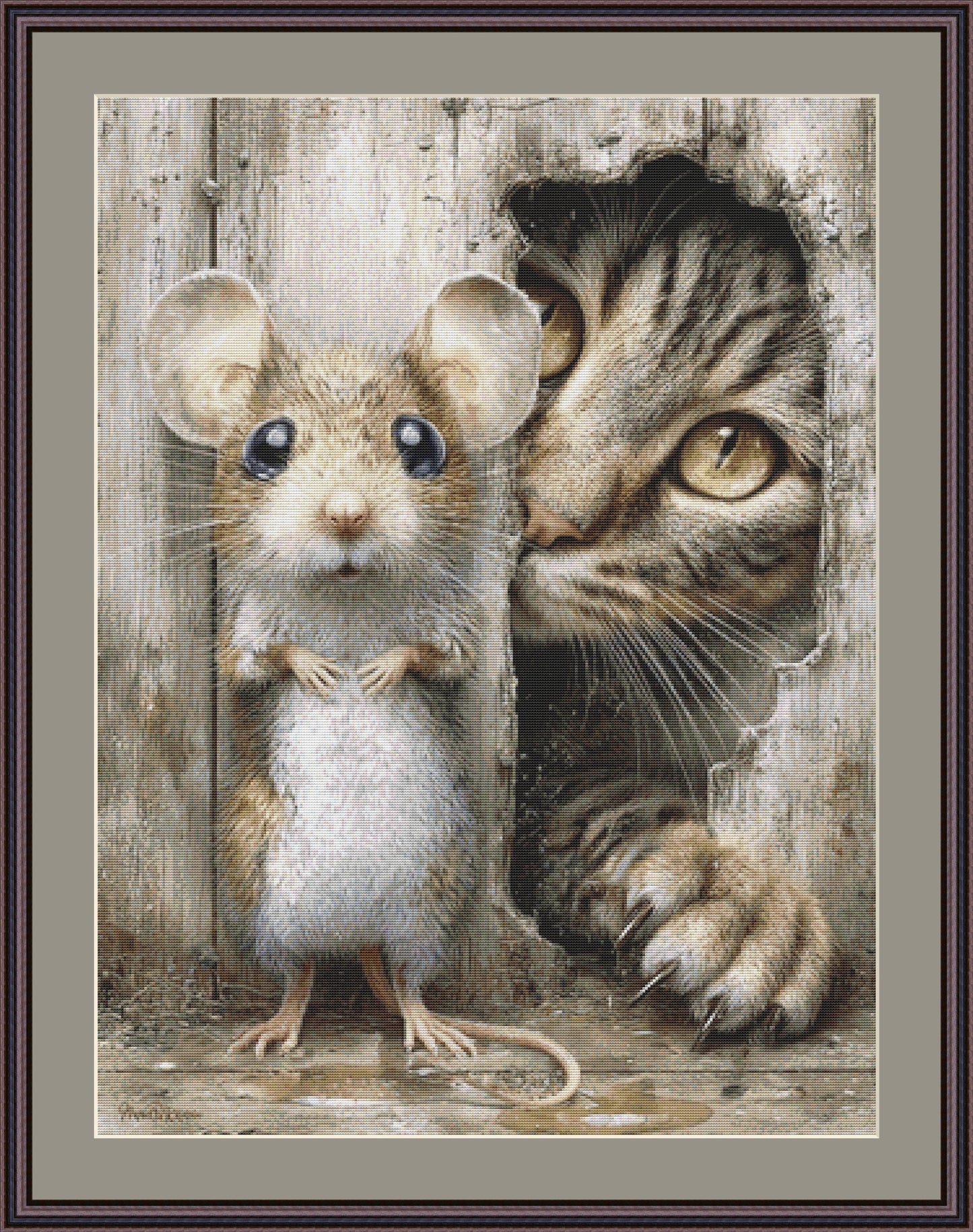 Cat and Mouse counted cross stitch pattern by Bryna T. Art & Design (Digital Format)