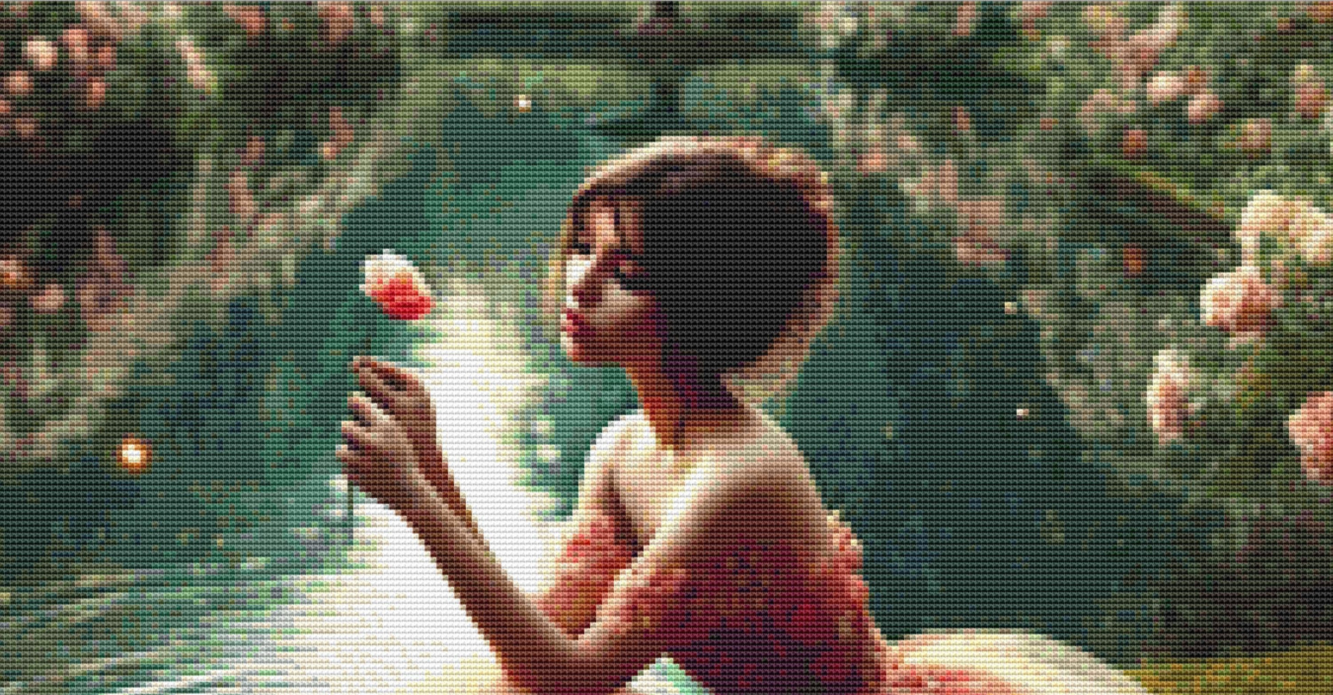 Refelctions of Roses counted cross stitch pattern by Mystic Vision Gallery (Digital Format)
