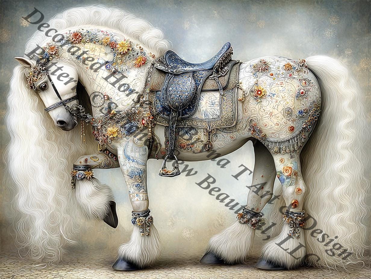 Decorated Horse 1 counted cross stitch pattern by Bryna T Art & Design (Digital Format)