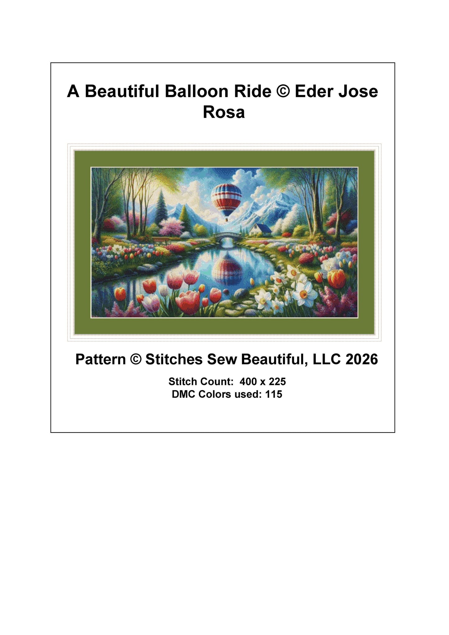 A Beautiful Balloon Ride counted cross stitch pattern by Eder Jose Rosa (Digital Format)
