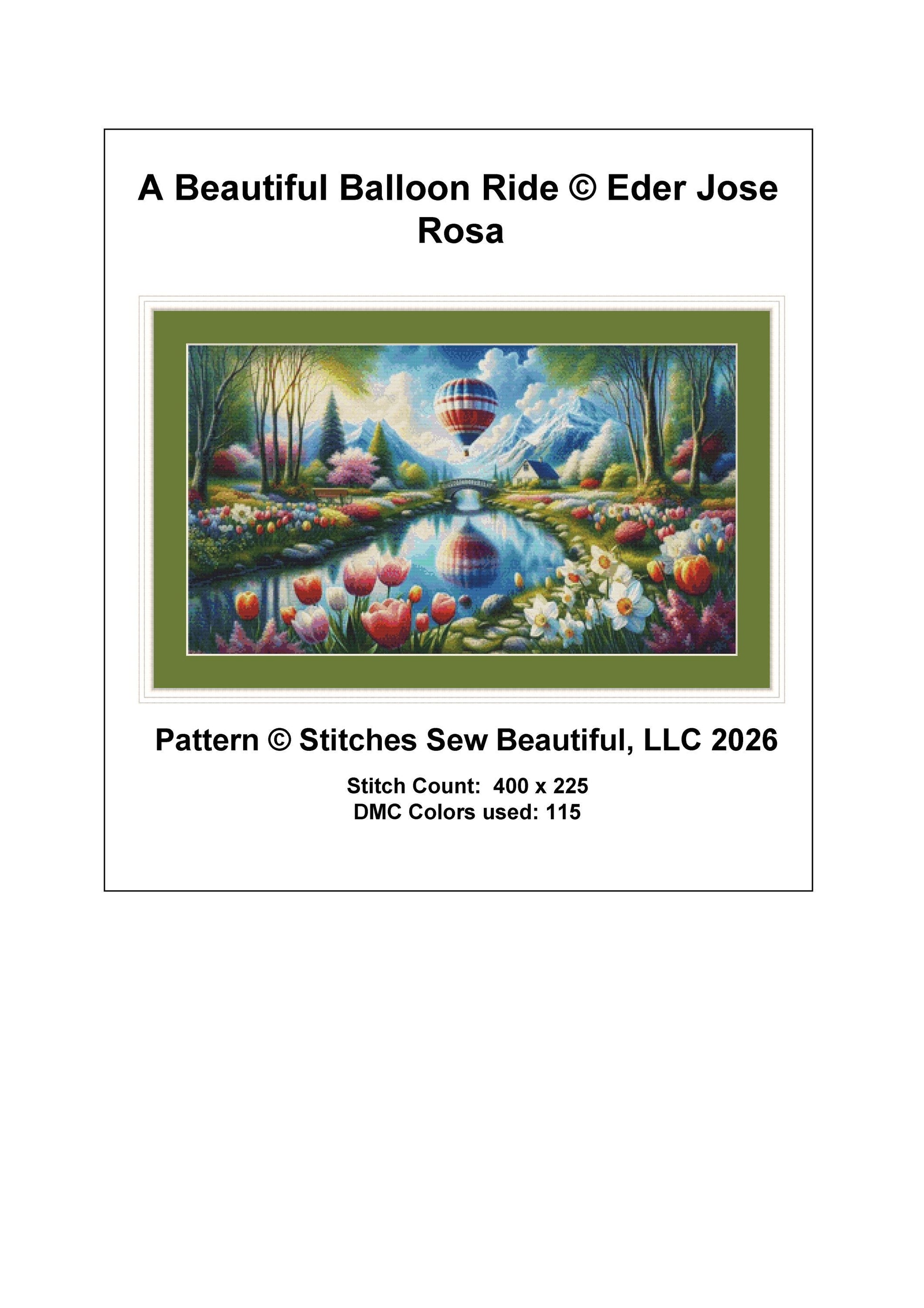 A Beautiful Balloon Ride counted cross stitch pattern by Eder Jose Rosa (Digital Format)