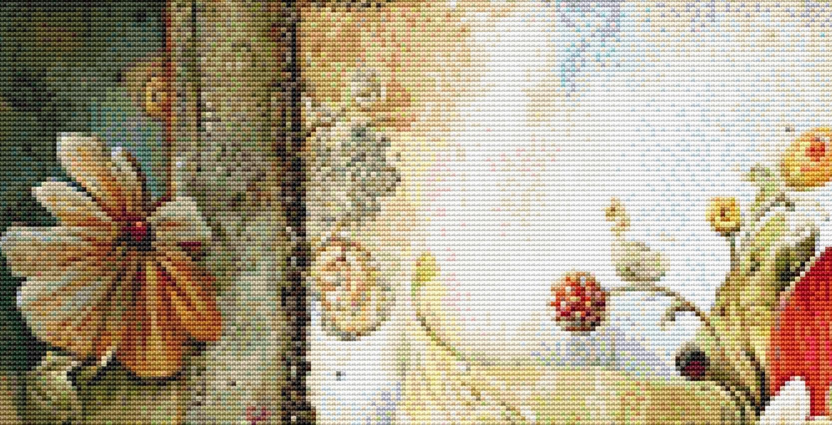 Floral and Quilt counted cross stitch pattern by Bryna T Art & Design (Digital Format)
