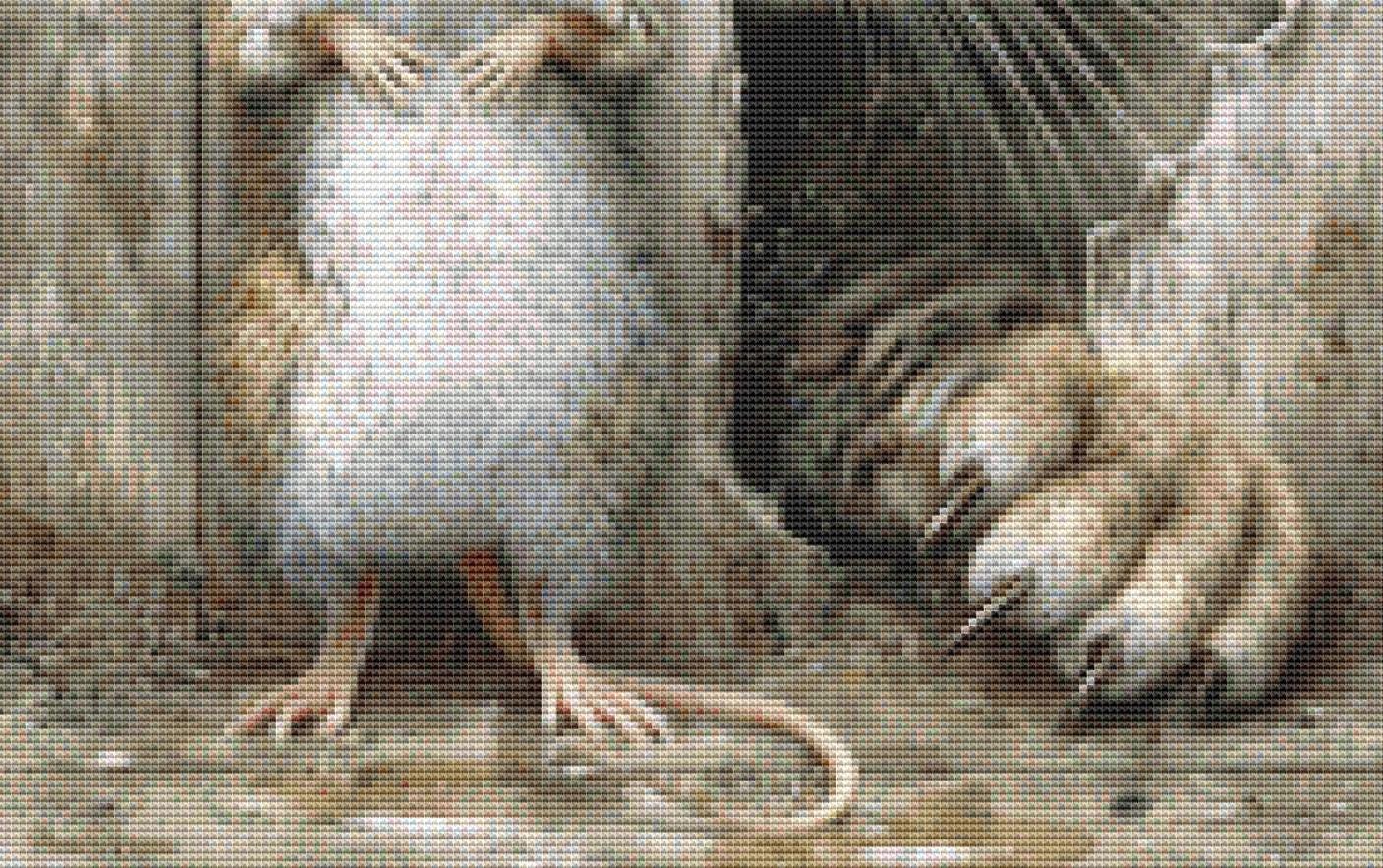 Cat and Mouse (Small) counted cross stitch pattern by Bryna T Art & Design (Digital Format)