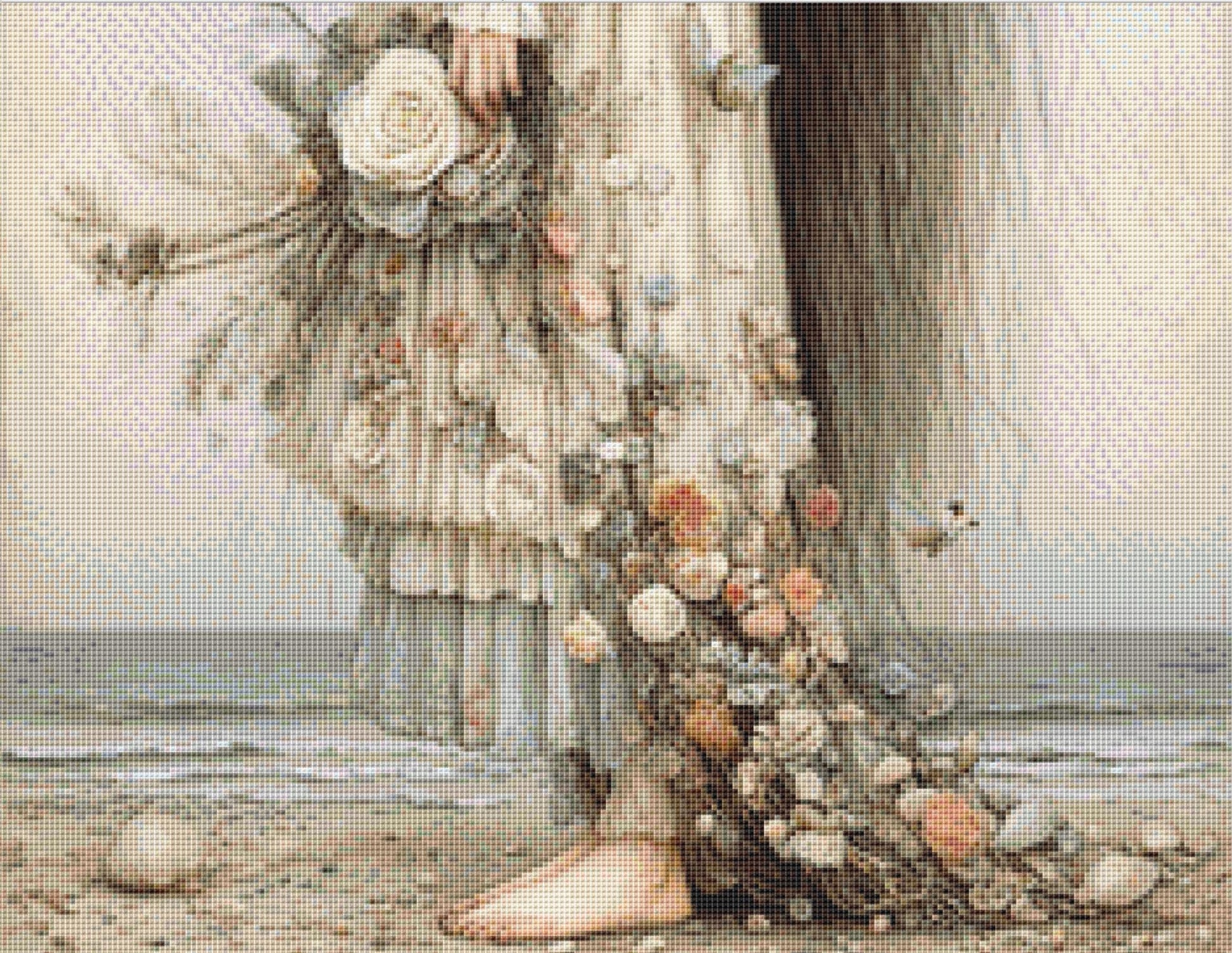 Moon Maiden counted cross stitch pattern by Bryna T Art & Design (Digital Format)