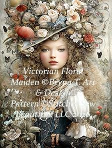 Victorian Floral Maiden counted cross stitch pattern by Bryna T Art & Design (Digital Format)