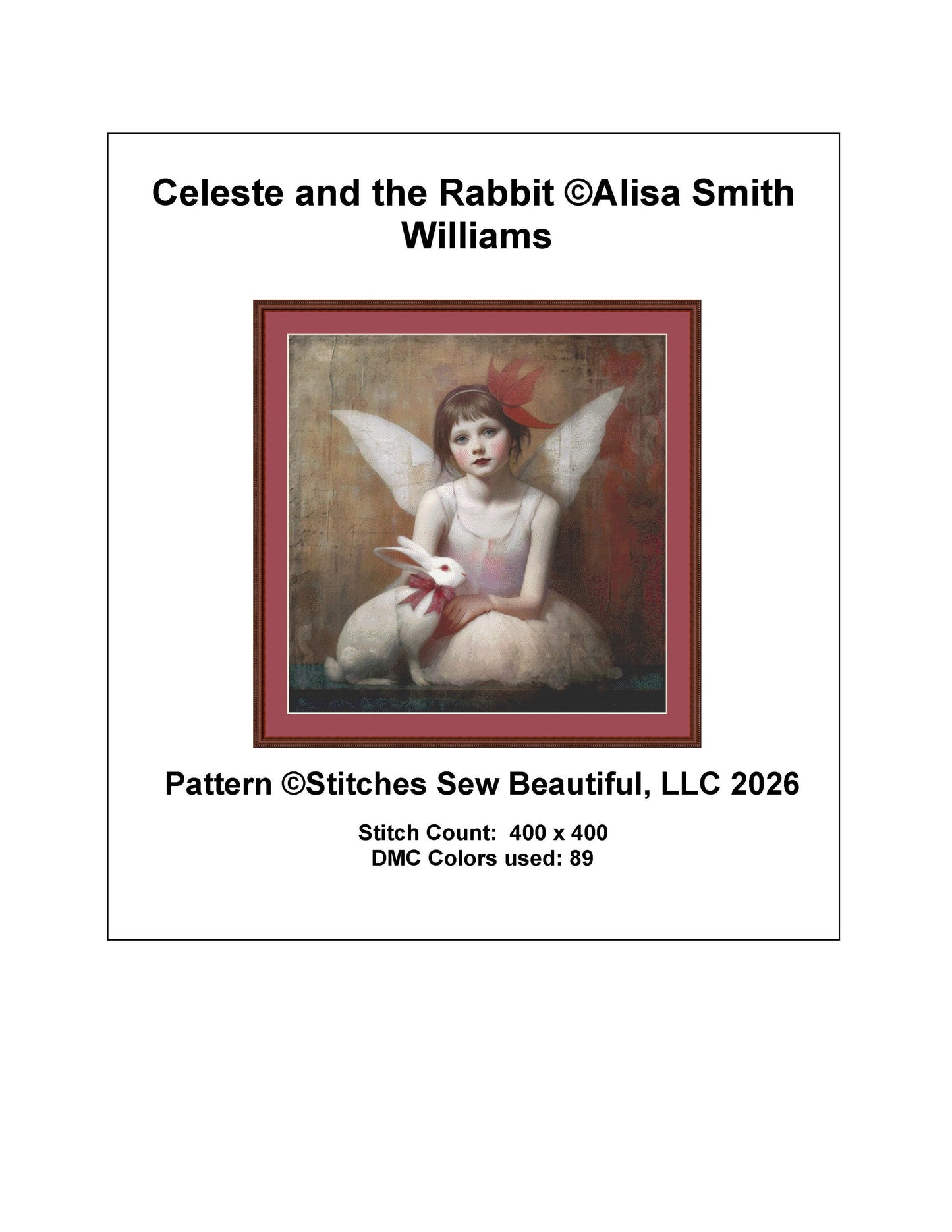 Celeste and the Rabbit counted cross stitch pattern by Alisa Smith Williams (Digital Format)