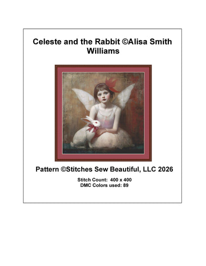 Celeste and the Rabbit counted cross stitch pattern by Alisa Smith Williams (Digital Format)