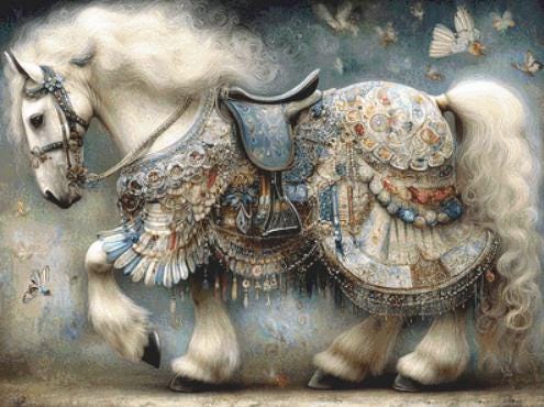 Decorated Horse 4 counted cross stitch pattern by Bryna T Art & Design (Digital Format)
