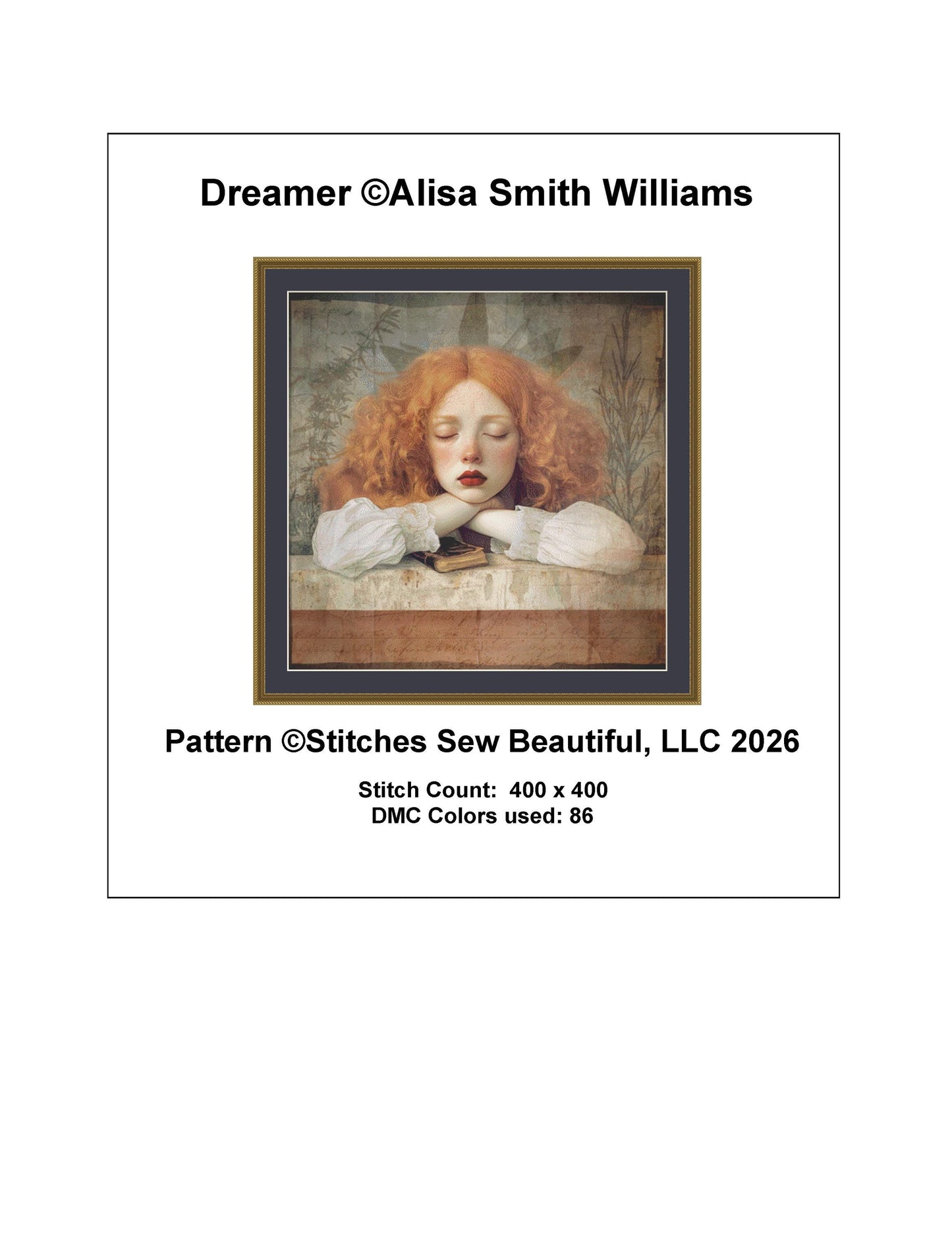 Dreamer counted cross stitch pattern by Alisa Smith Williams (Digital Format)