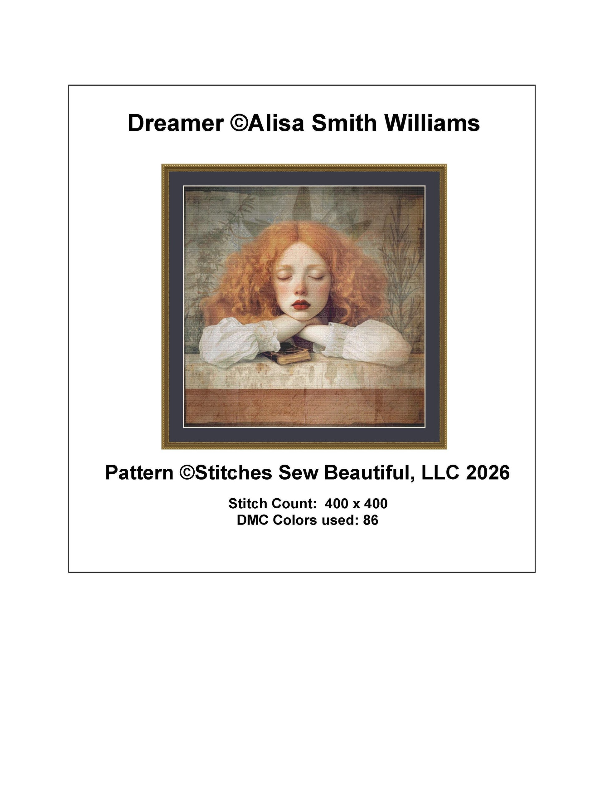 Dreamer counted cross stitch pattern by Alisa Smith Williams (Digital Format)