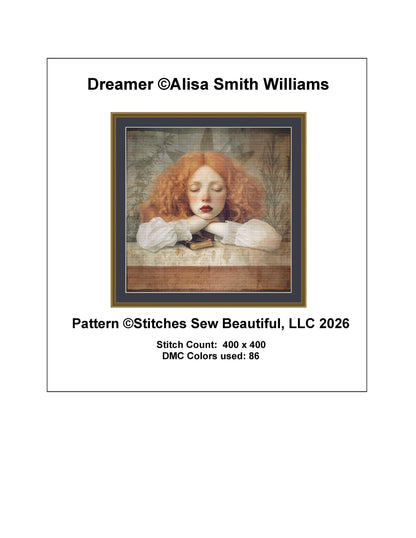 Dreamer counted cross stitch pattern by Alisa Smith Williams (Digital Format)