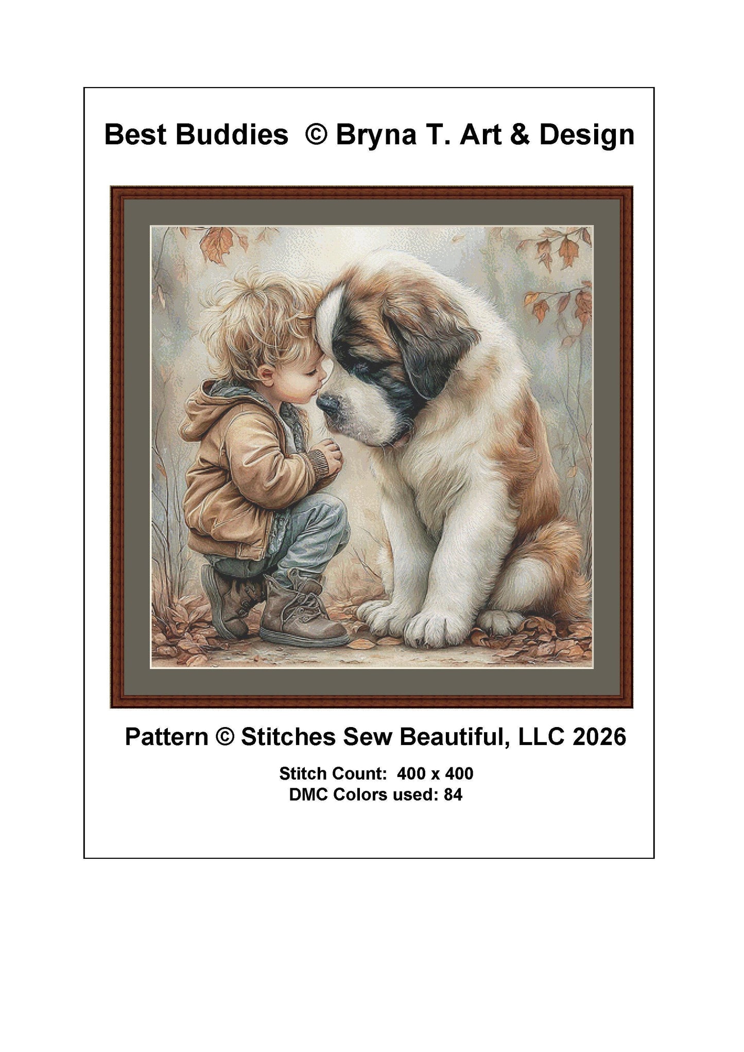 Best Buddies counted cross stitch pattern by Bryna T Art & Design (Digital Format)